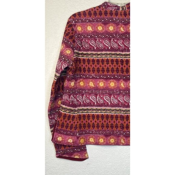 ORVIS Quilted Dress Jacket Women’s Sz XL Colorful Designs Burgundy Pink Yellow - Picture 9 of 12